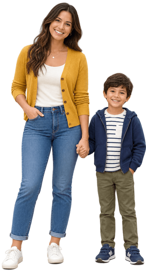 A parent holding hands with their child