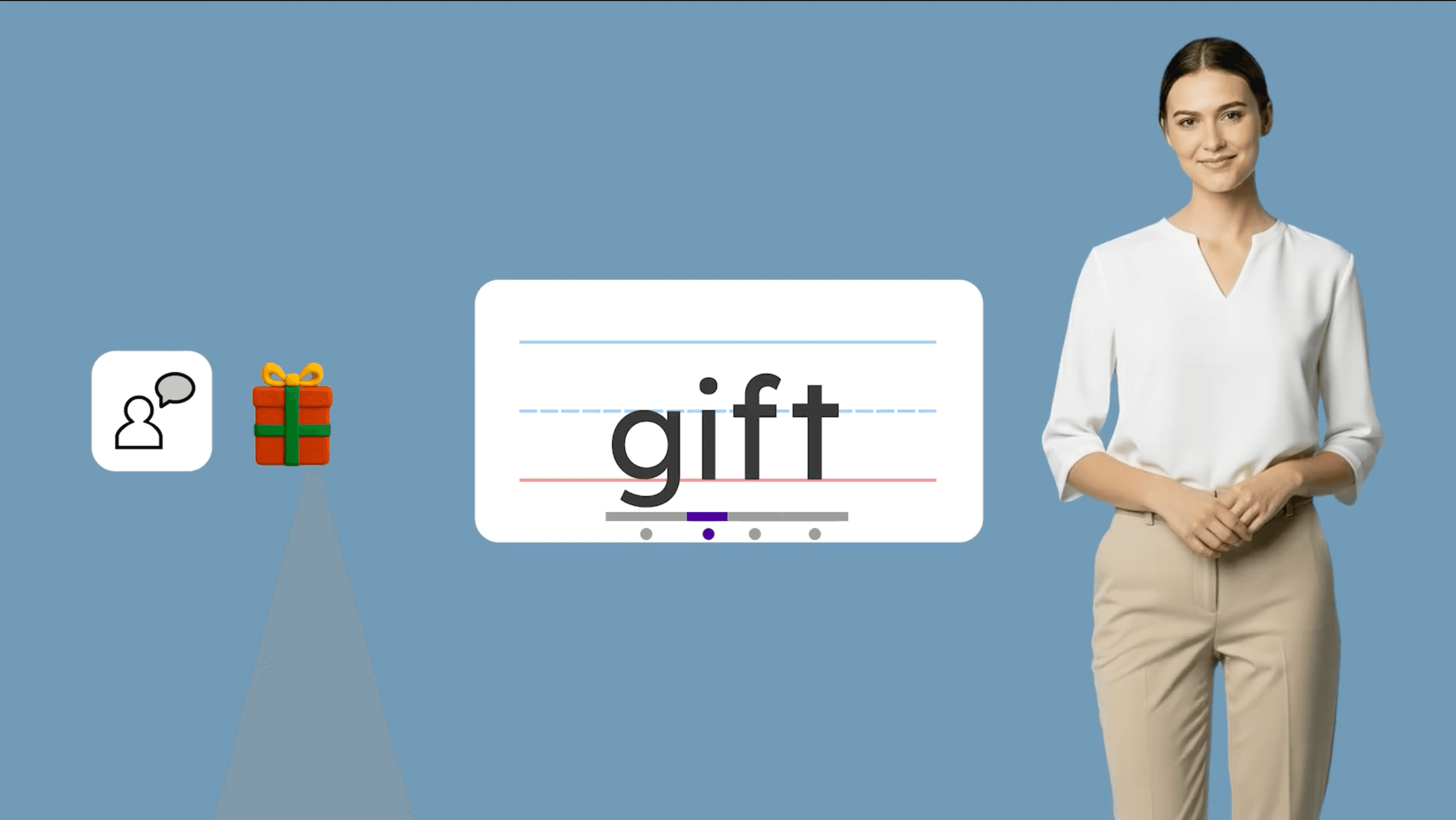 A Seeing Words lesson showing the word 'gift'